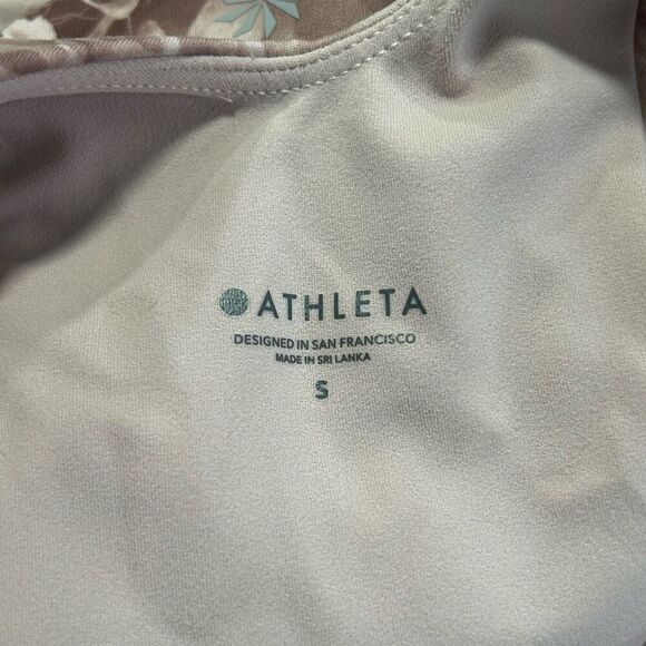 Athleta A-C Conscious Crop Top Floral Rose Print Pink Beige Size Small - Picture 6 of 11